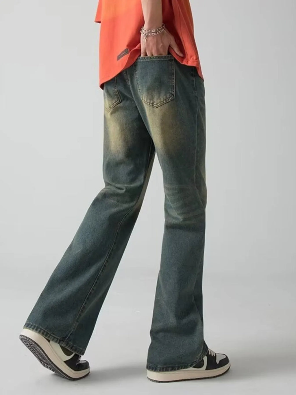 Men's Plus Size Vintage Wash Wide Leg Jeans