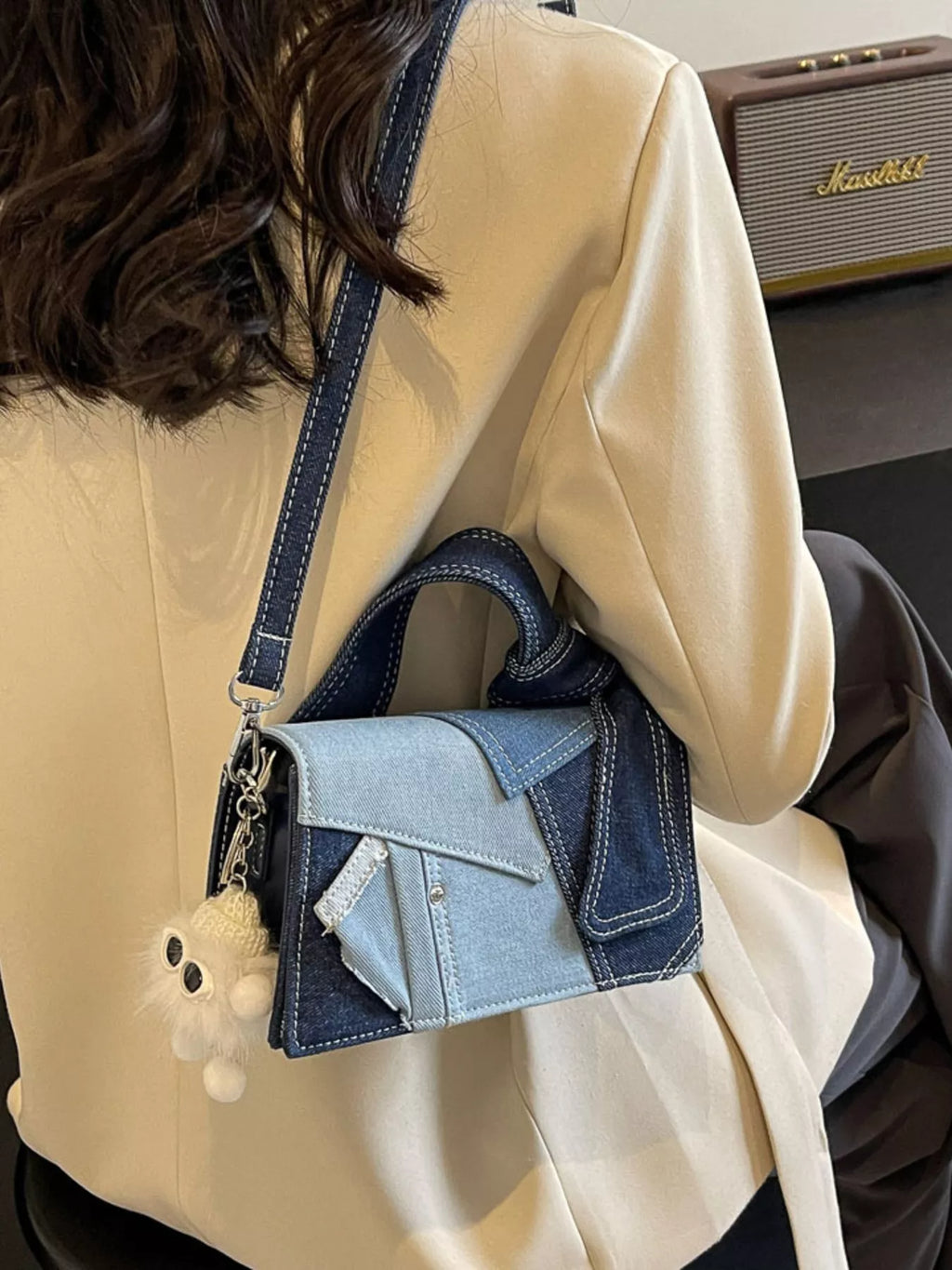 Denim Patchwork Crossbody Bag