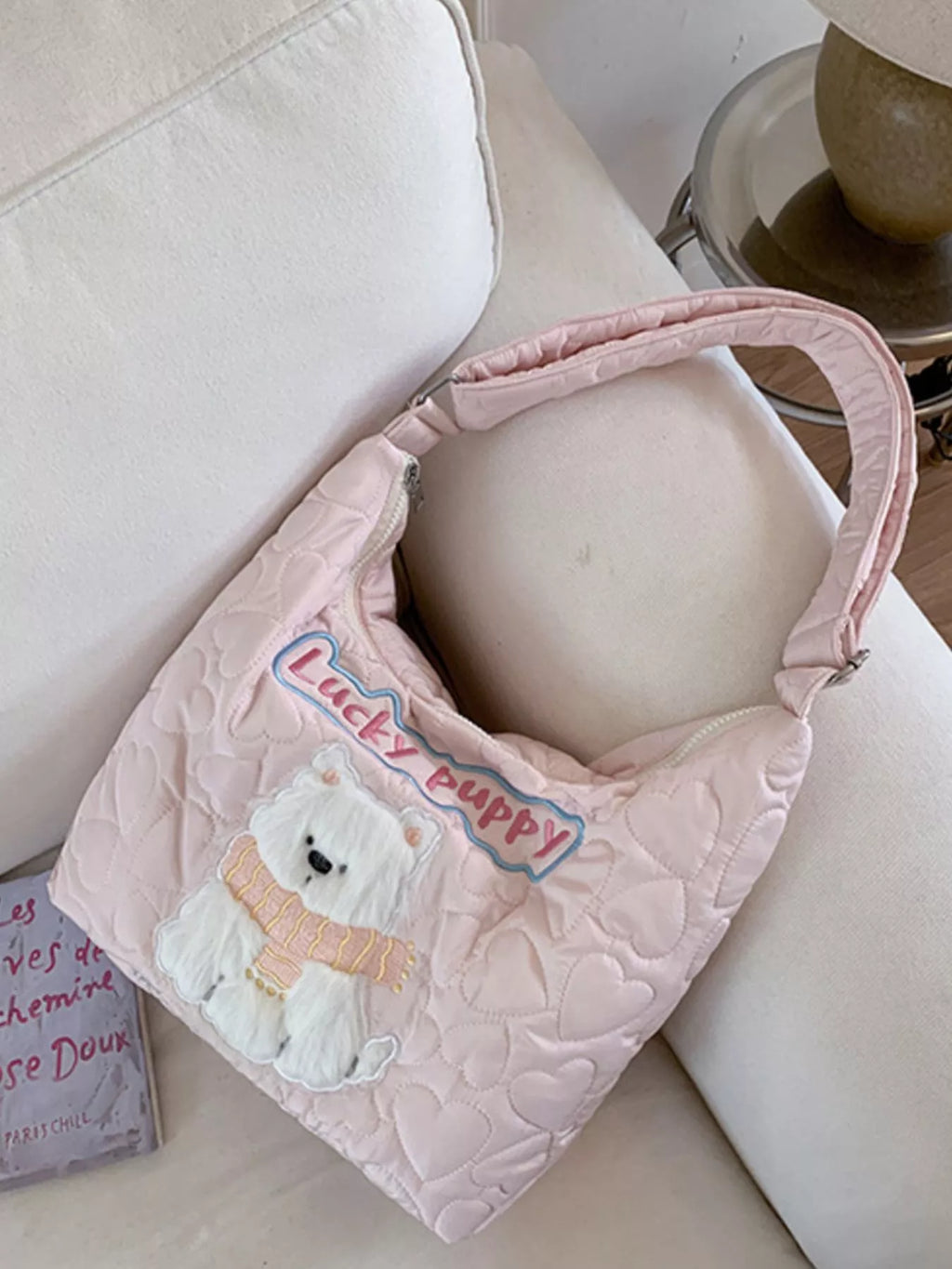 Cute Bear Applique Crossbody Bag