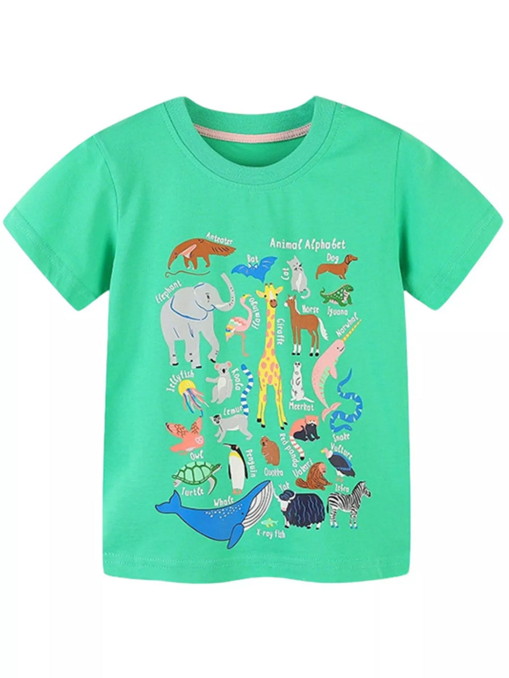 Children's Animal Alphabet Print Short Sleeve T-Shirt