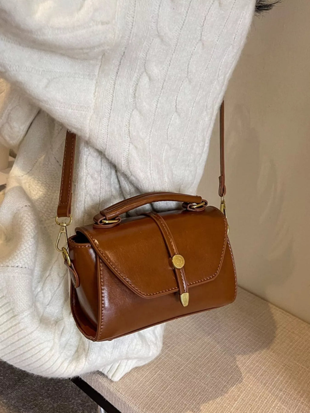 Leather Top Handle Crossbody Bag