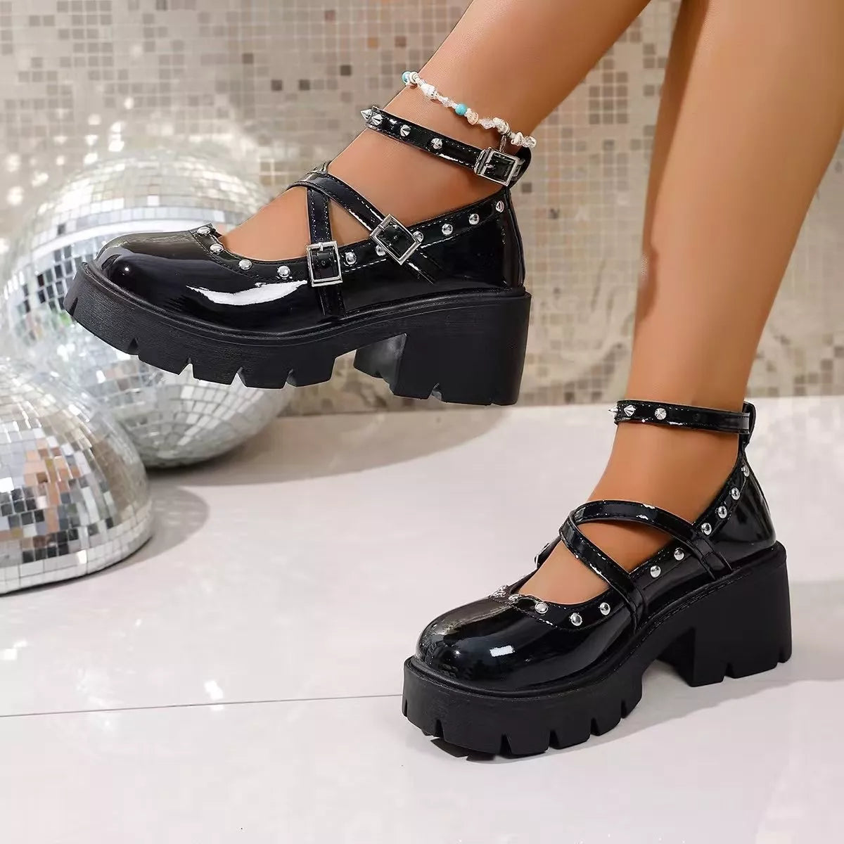 Platform Mary Jane Chunky Heel Sneakers