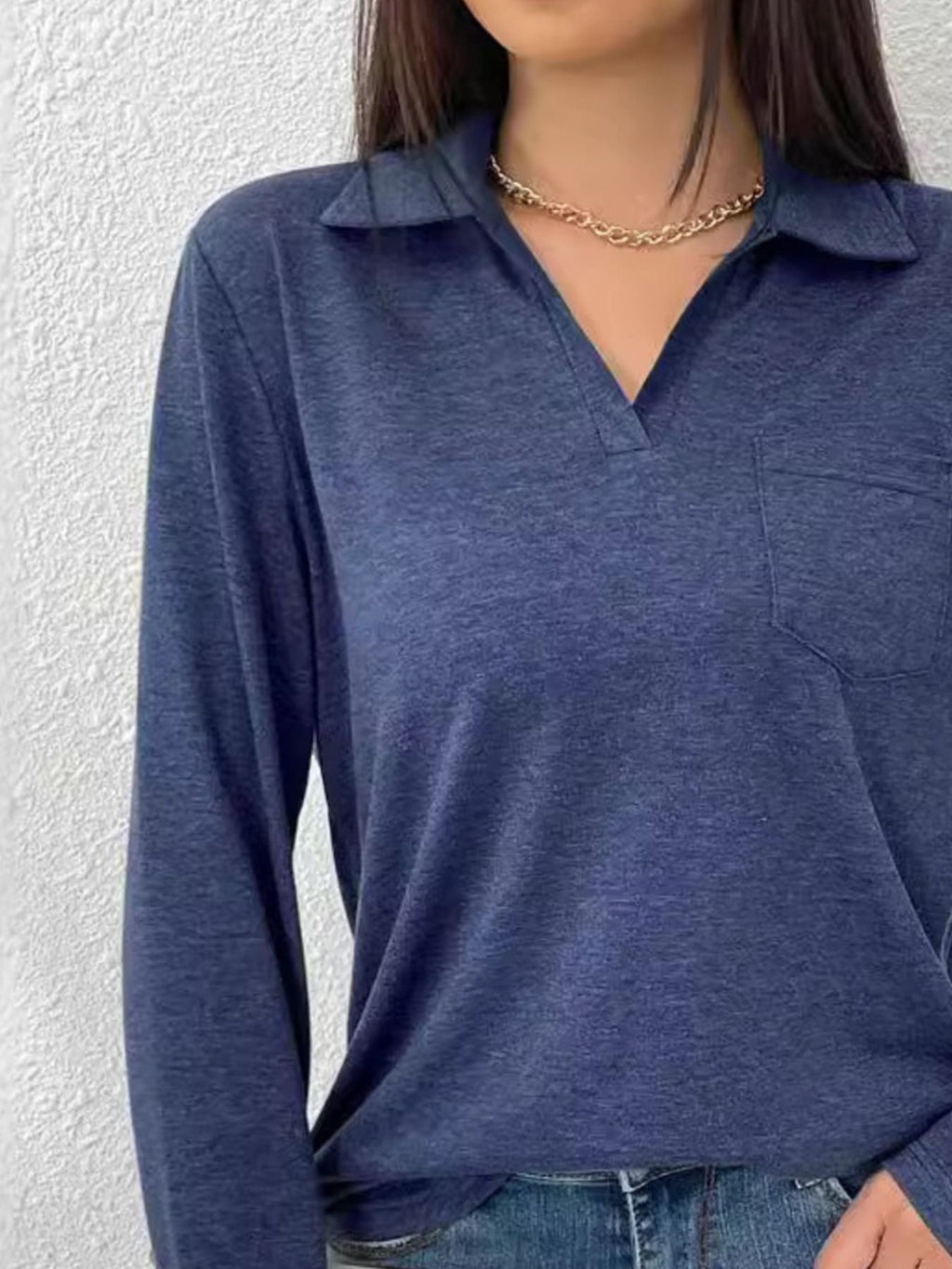 Collared Neck Long Sleeve T-Shirt