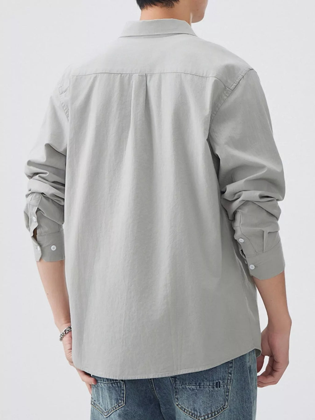 Men's Plus Size Long Sleeve Button-Up Shirt