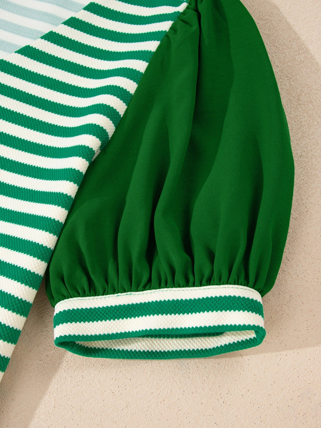 Striped Puff Sleeve V-Neck Blouse