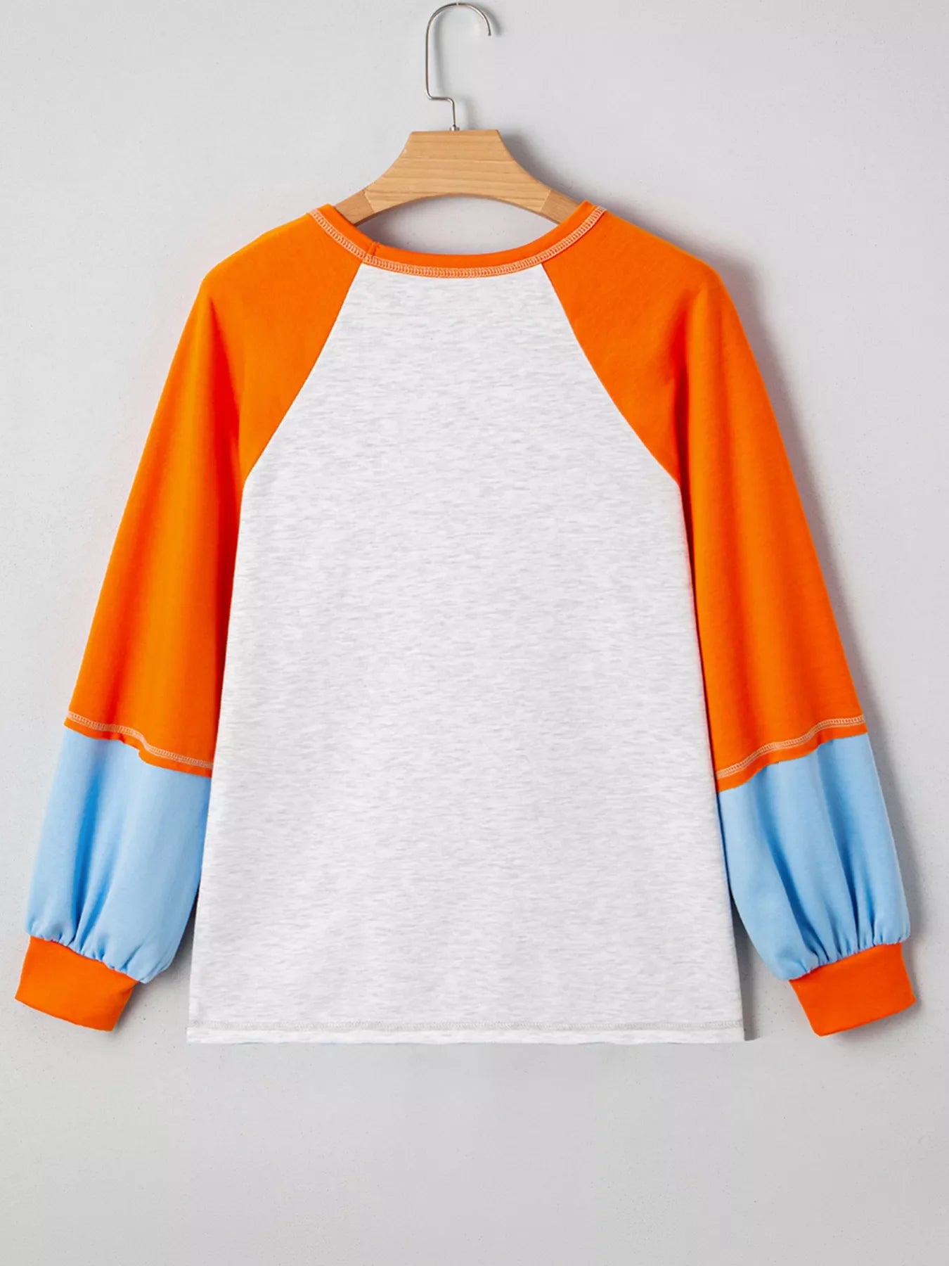 Thanksgiving Turkey Sequin Color Block Raglan Sleeve Top