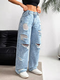 Distressed Wide-Leg Jeans
