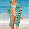 Baha Ranch Turquoise Aztec Duster Kimono Coverup