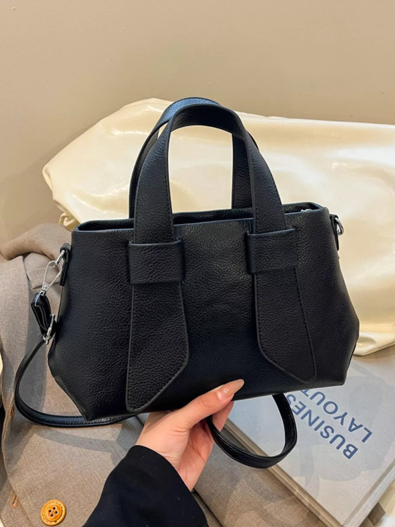 Textured Faux Leather Crossbody Bag