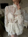 Lace Long Sleeve Top and Skirt Set