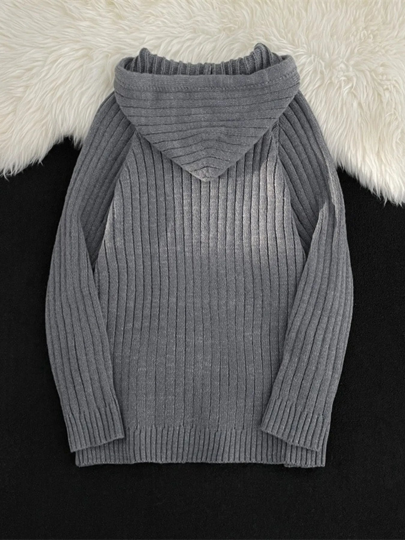 Men's Ribbed Knit Hooded Sweater
