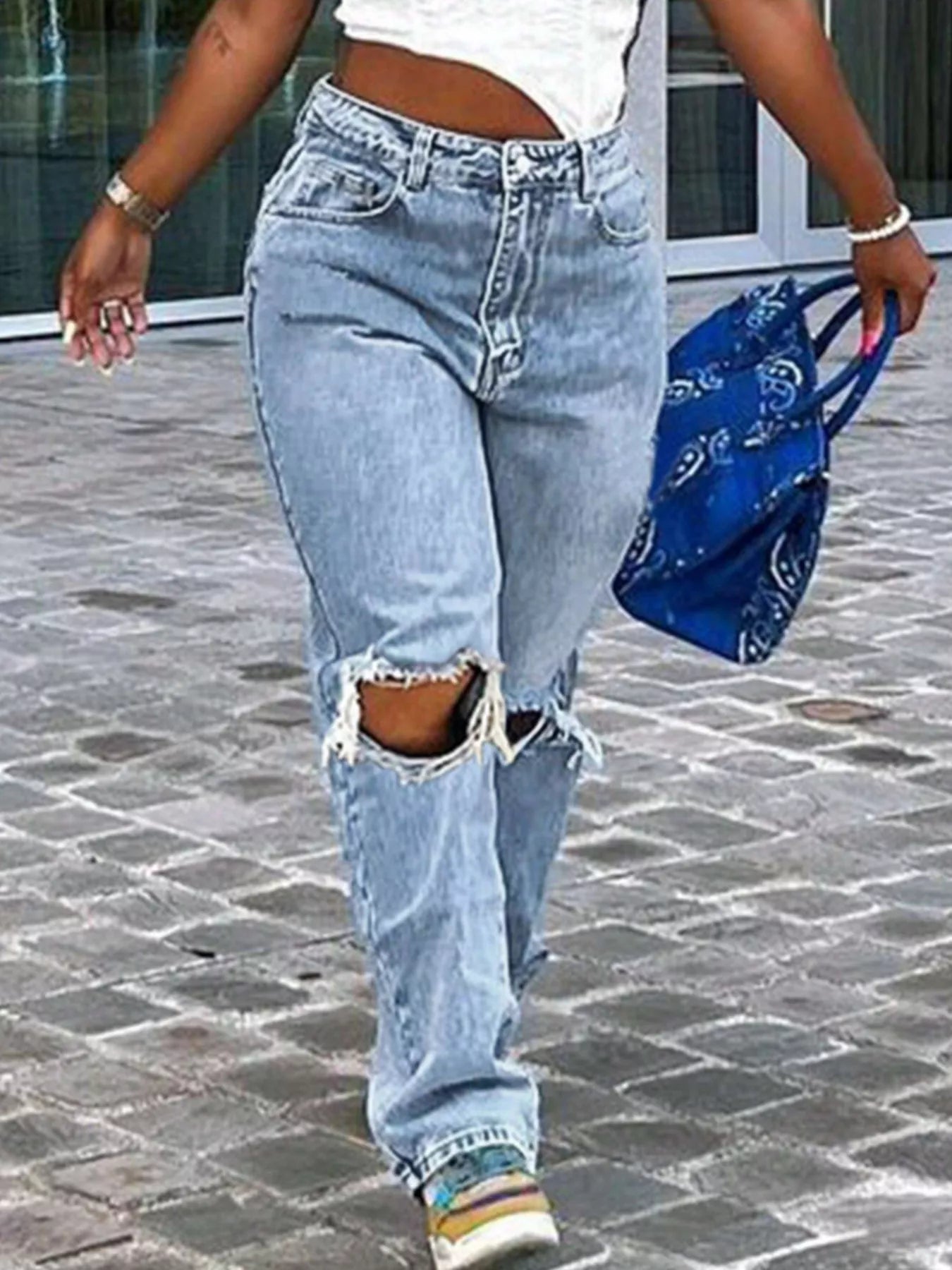 Distressed High-Waisted Jeans
