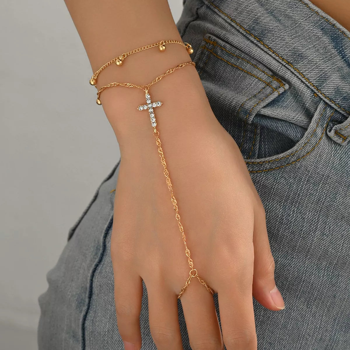 18K Gold-Plated Chain Cross Bracelet