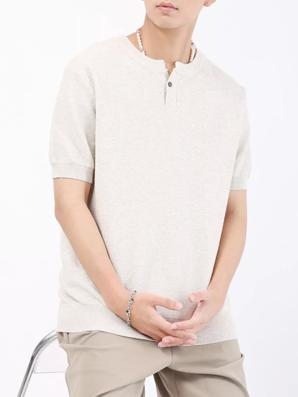 Men's Plus Size Casual Knit Henley T-Shirt