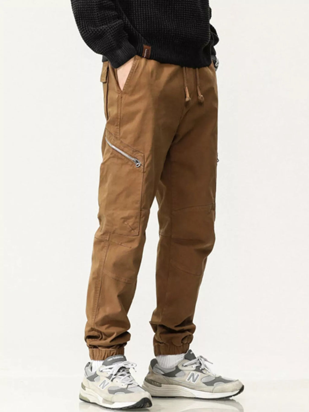 Men's Full Size Casual Cargo Pants with Zipper Pocket Plus Size