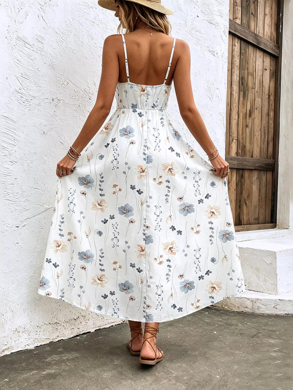 Floral Print Spaghetti Strap Midi Dress