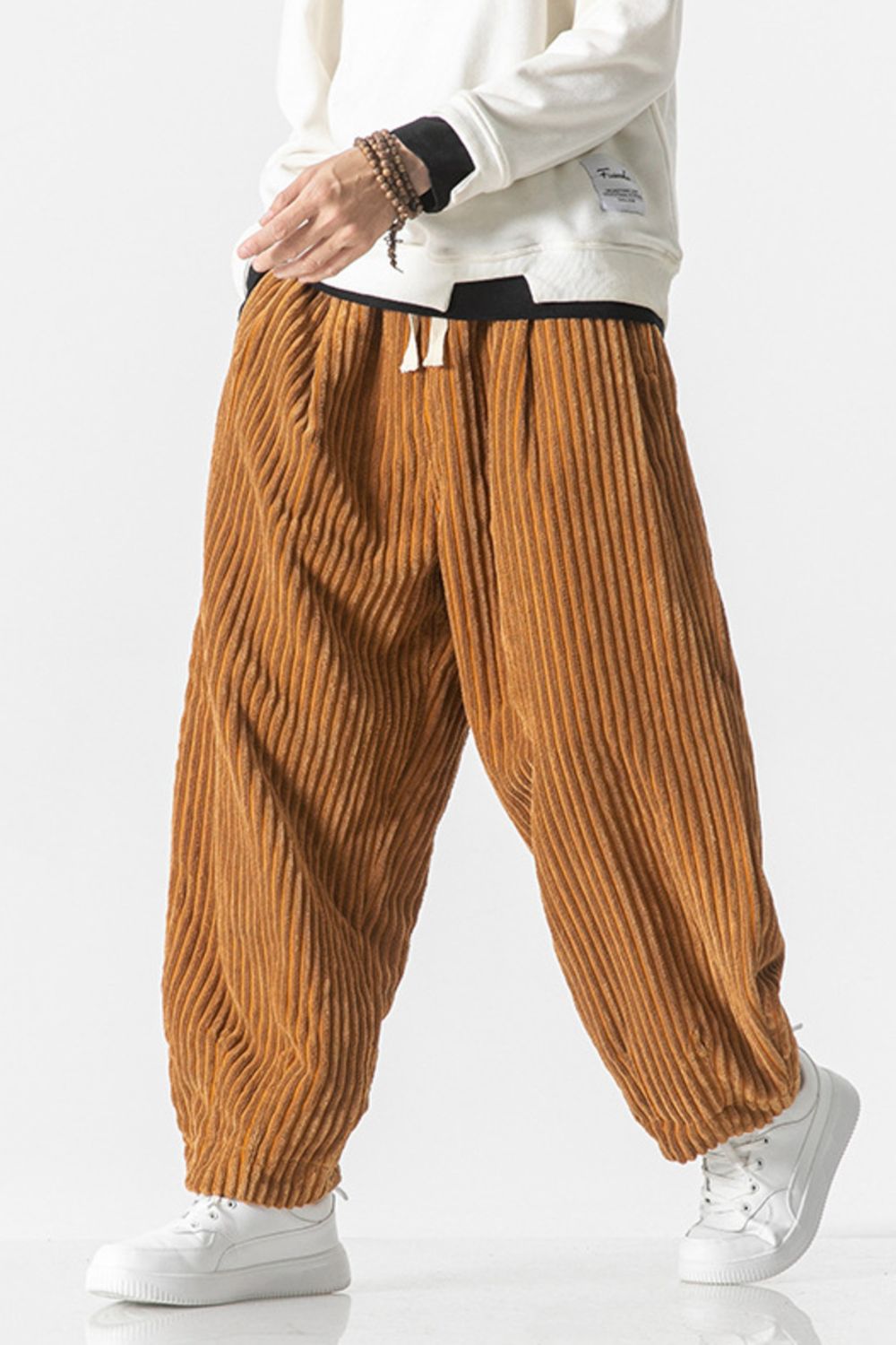 Men's Plus Size Corduroy Wide Leg Casual Pants