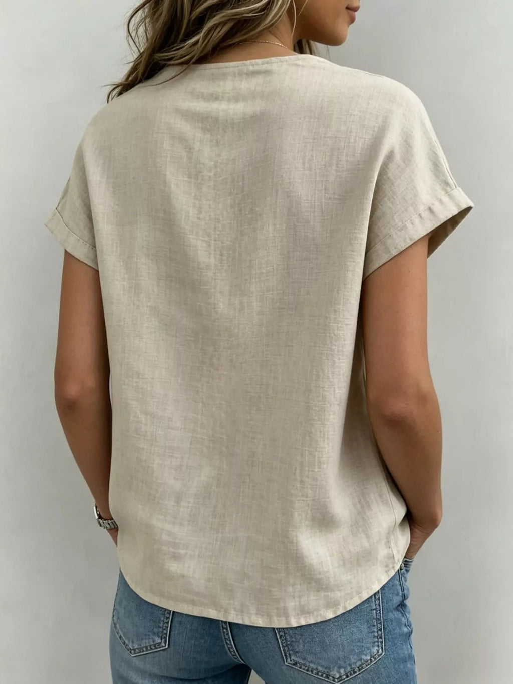 Full Size Bow Tie Neck Short Sleeve Blouse Plus Size
