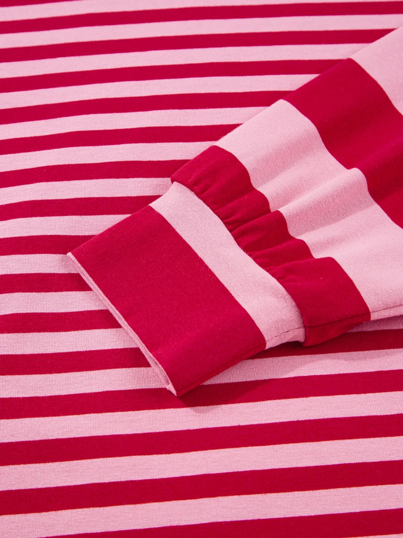 Contrast Striped Drop Shoulder V Neck Top