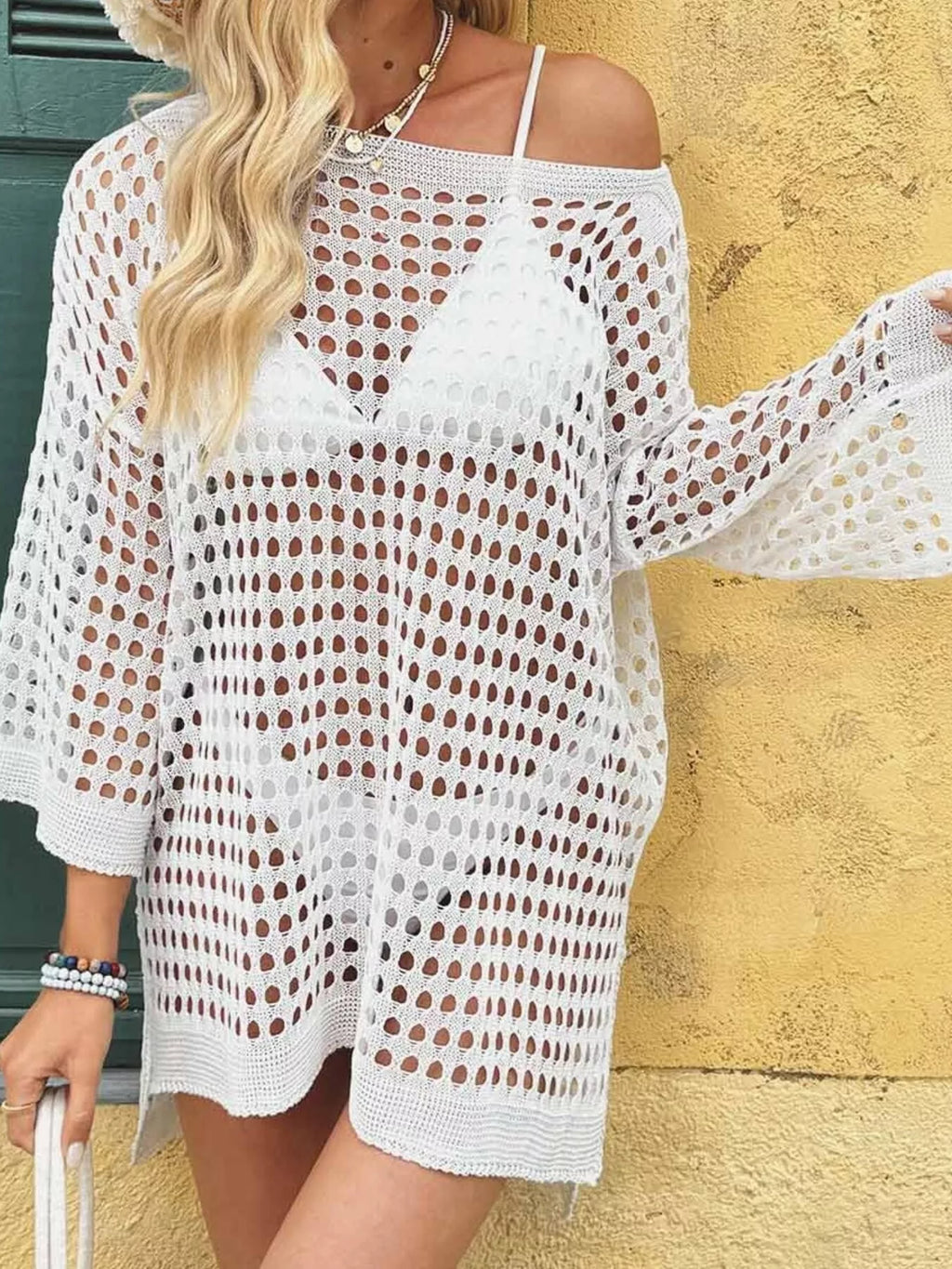 Crochet Knit Slit Cover Up