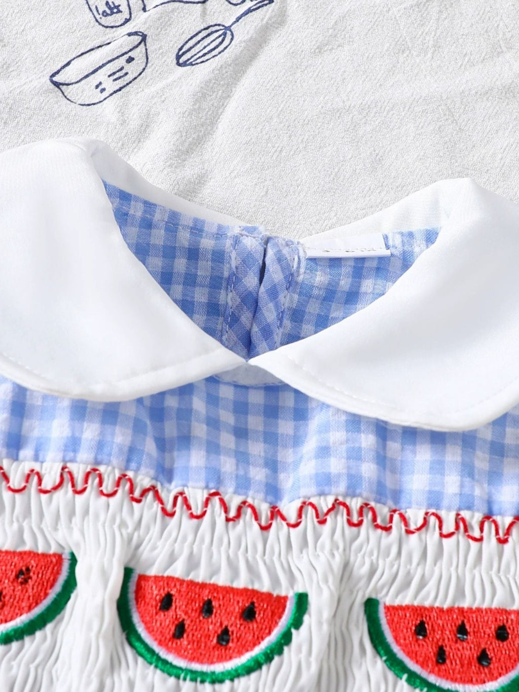 Children's Fruit Embroidered Gingham Smocked Dress