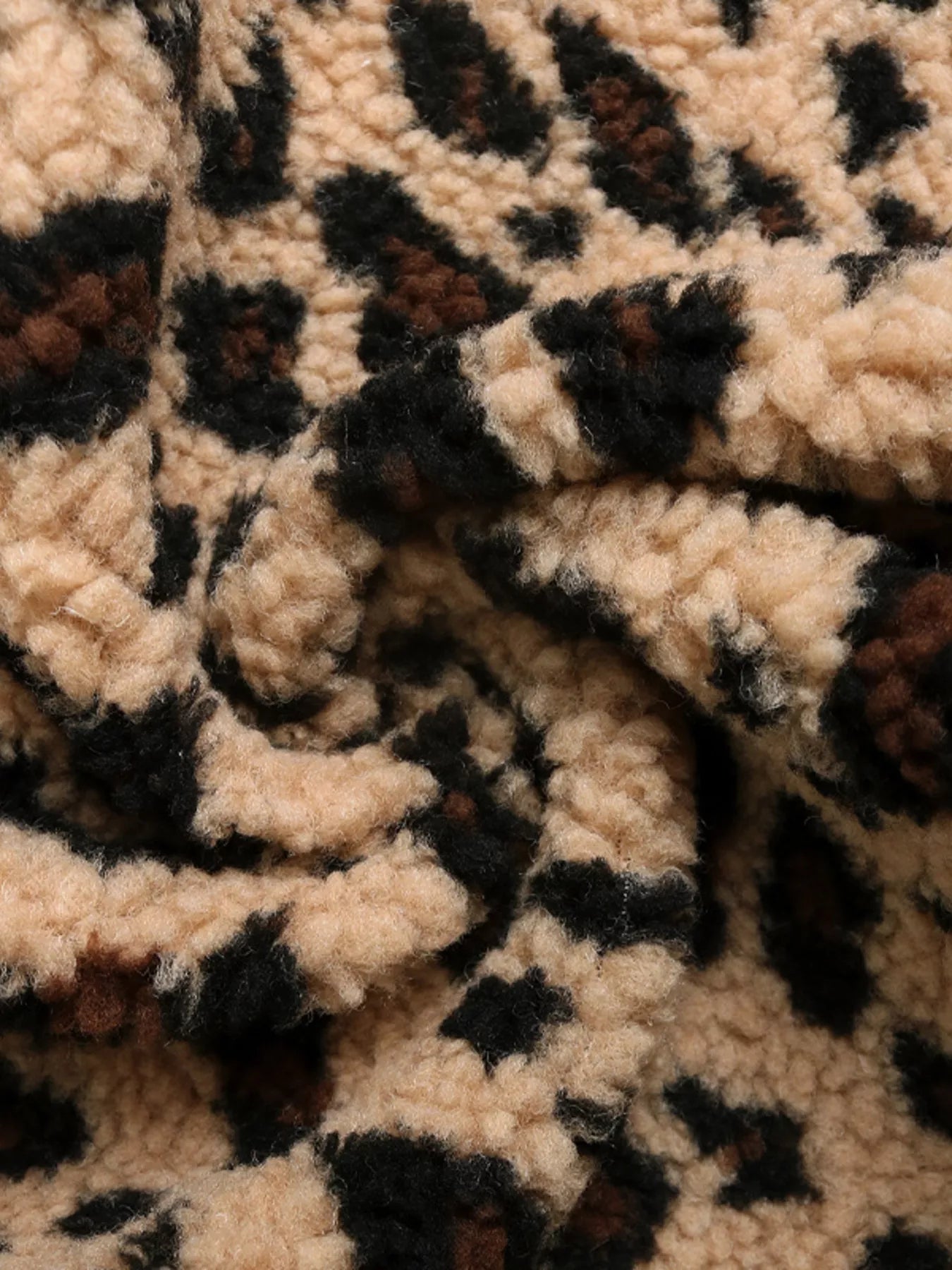 Leopard Fleece Vest Coat with Pockets