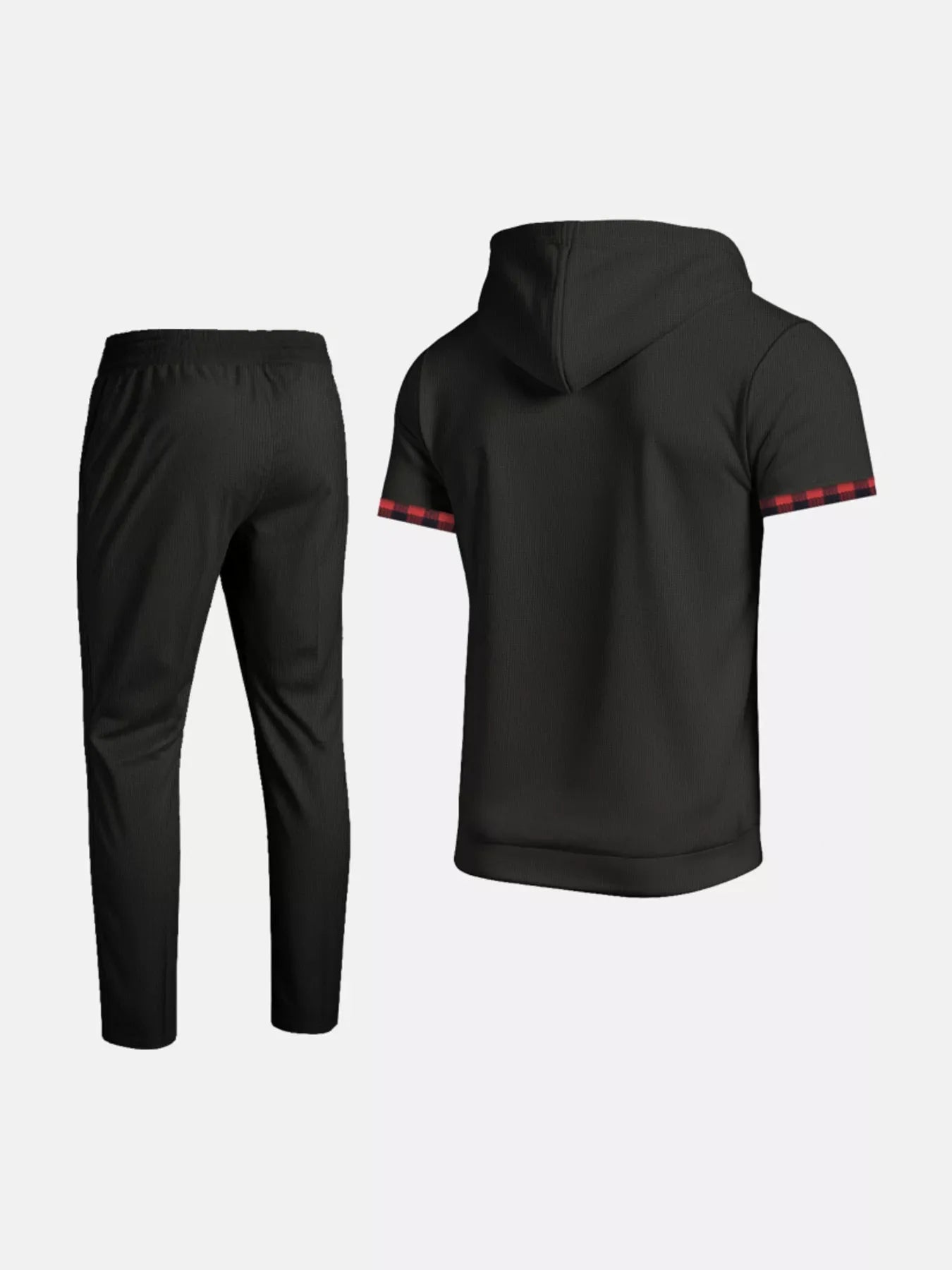Men's Full Size Casual Short-Sleeve Hoodie and Pants Set Plus Size