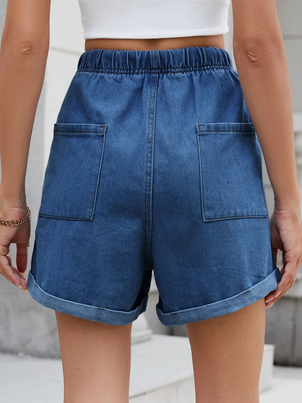 Drawstring Wash Denim Shorts