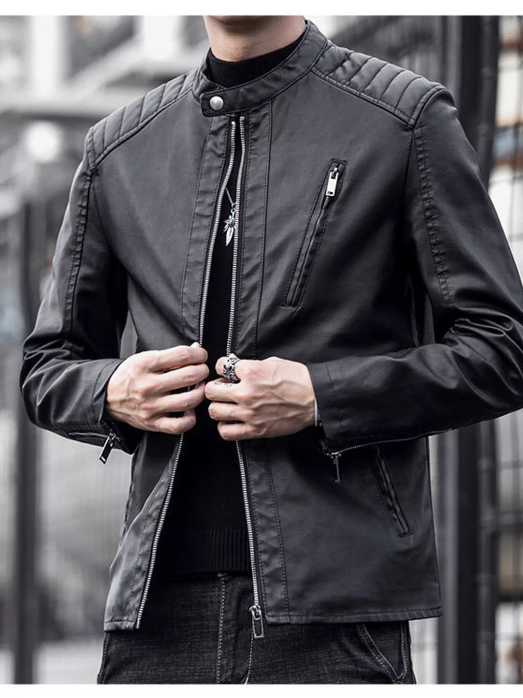 Men's Plus Size Zip Up Long Sleeve Jacket