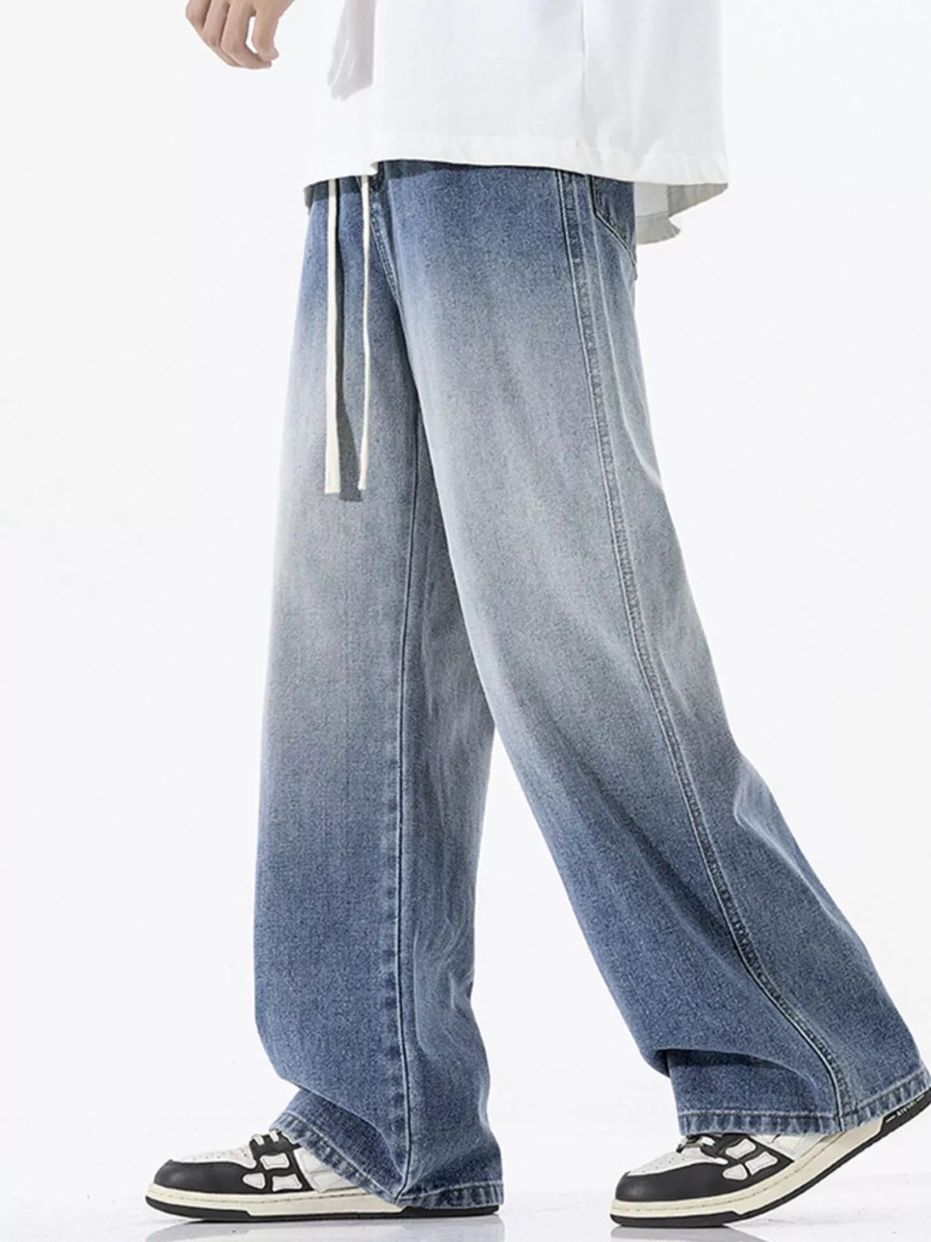 Men's Full Size Gradient Wash Wide Leg Jeans Plus Size