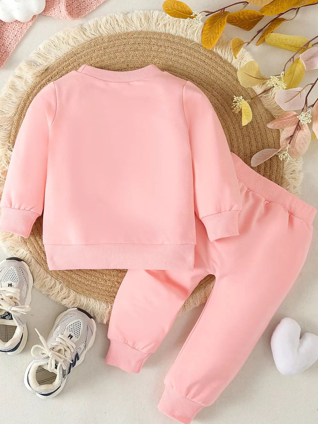 Children's Letter Round Neck Top and Pants Set