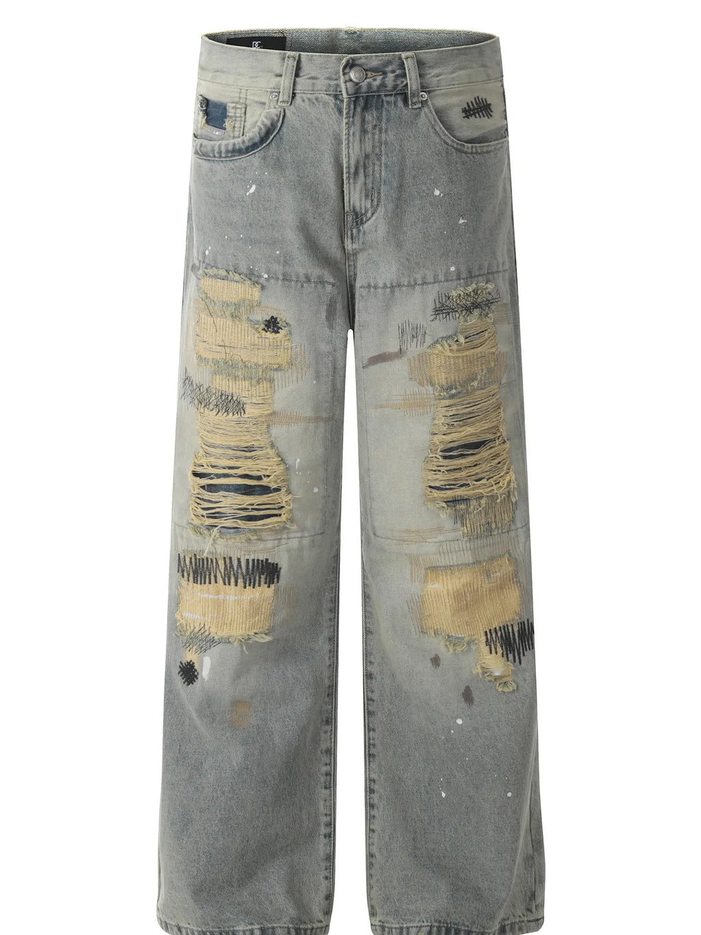 Men's Vintage Distressed Wide Leg Jeans