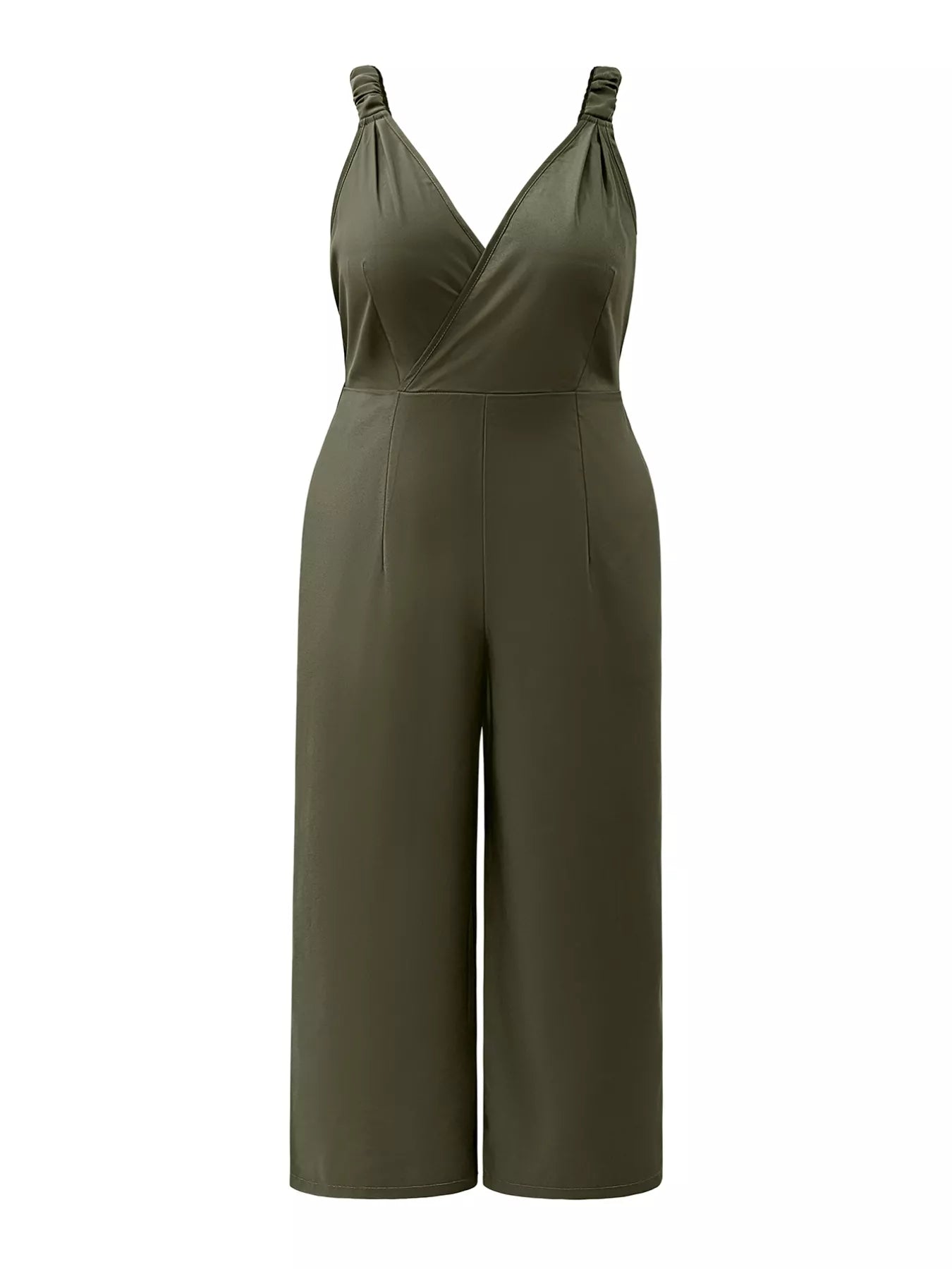 Plus Size Smocked Wide Leg Jumpsuit