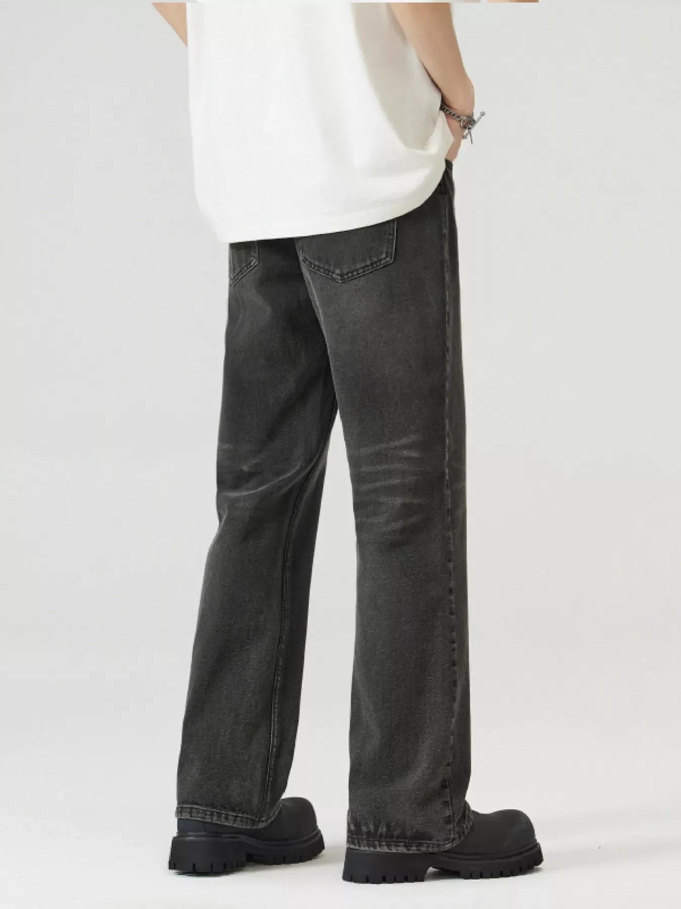 Men's Full Size Vintage Wash Wide Leg Jeans Plus Size