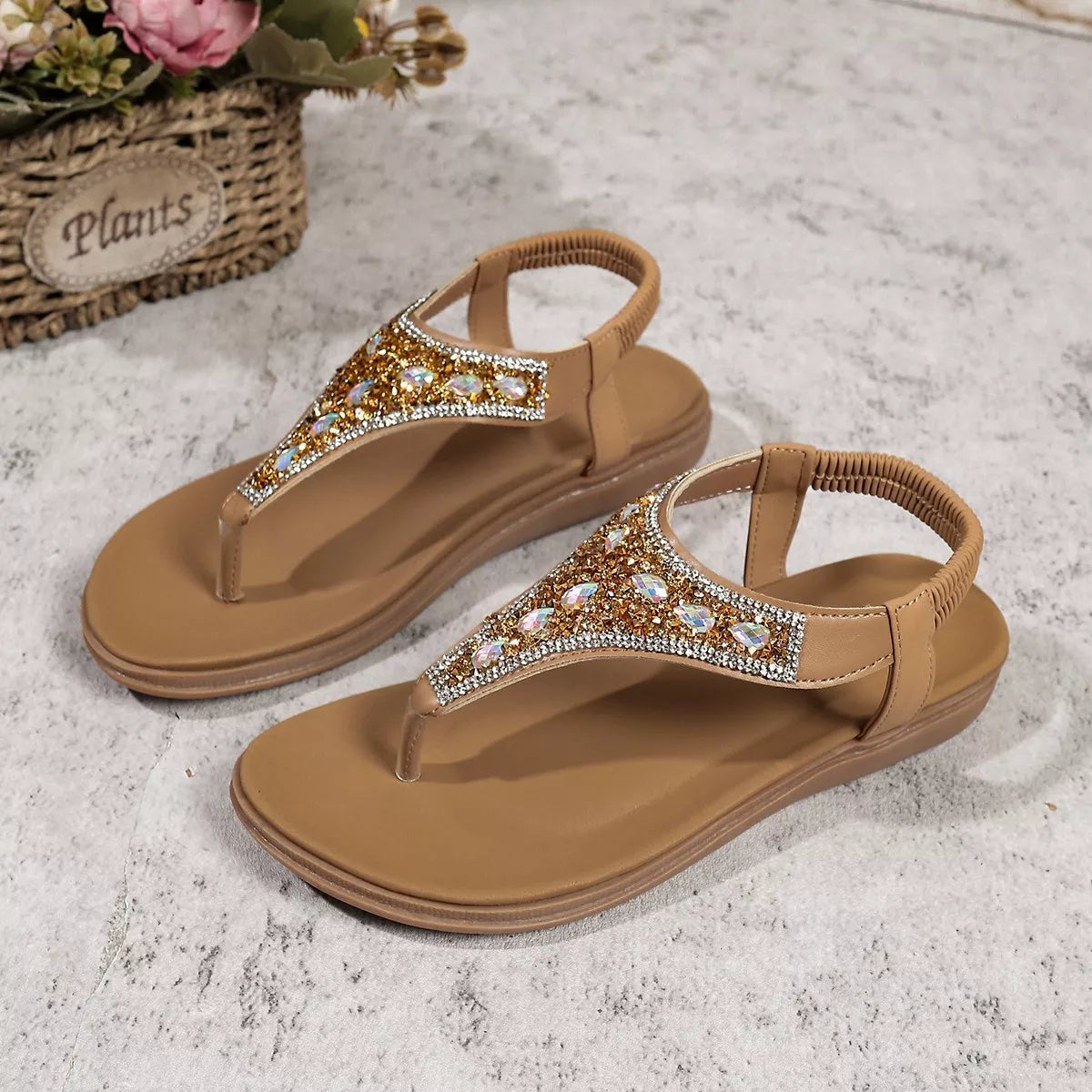 Toe Post Rhinestone Sandals