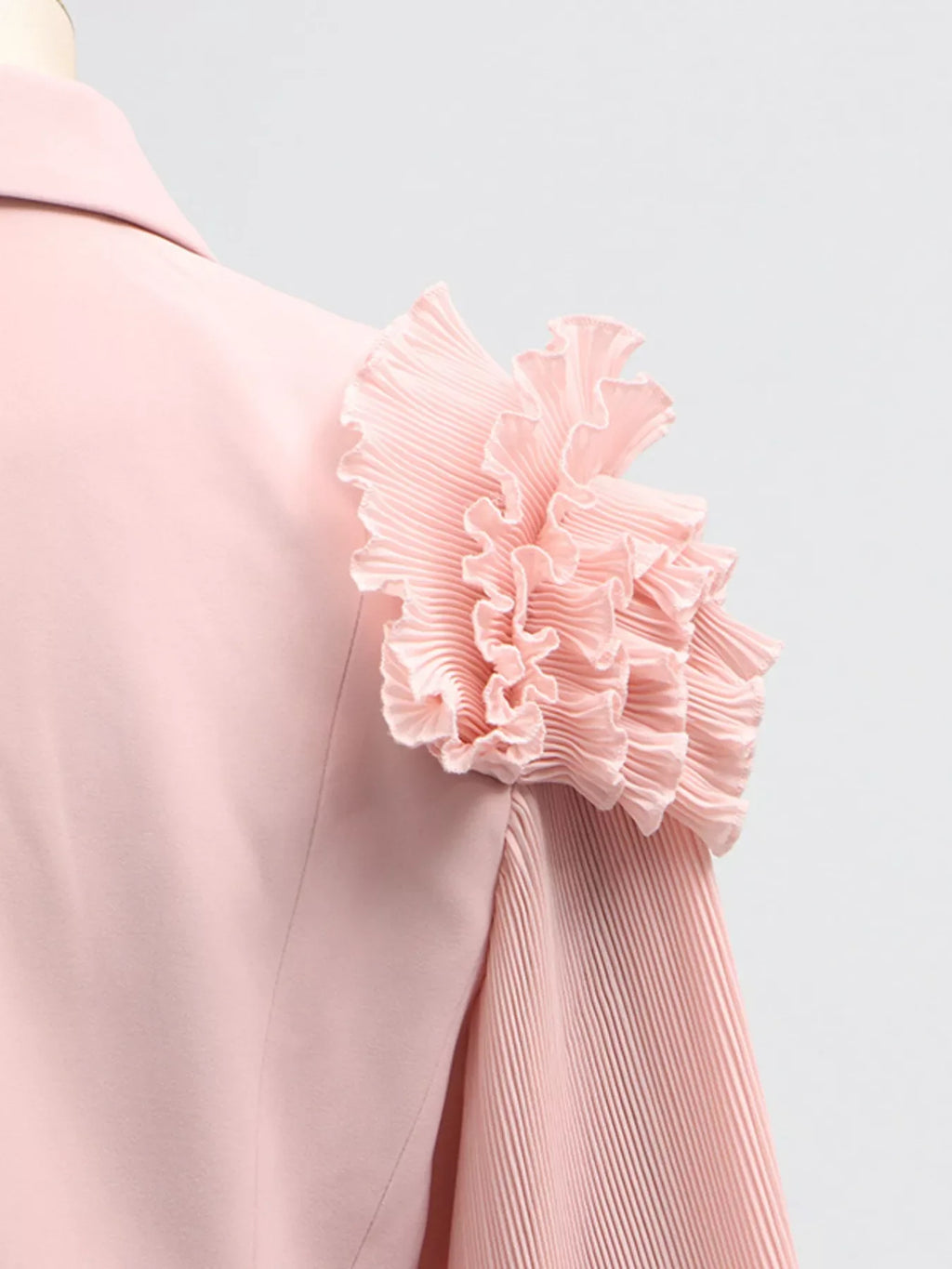Frill Lapel Collar Top and Pleated Skirt Set