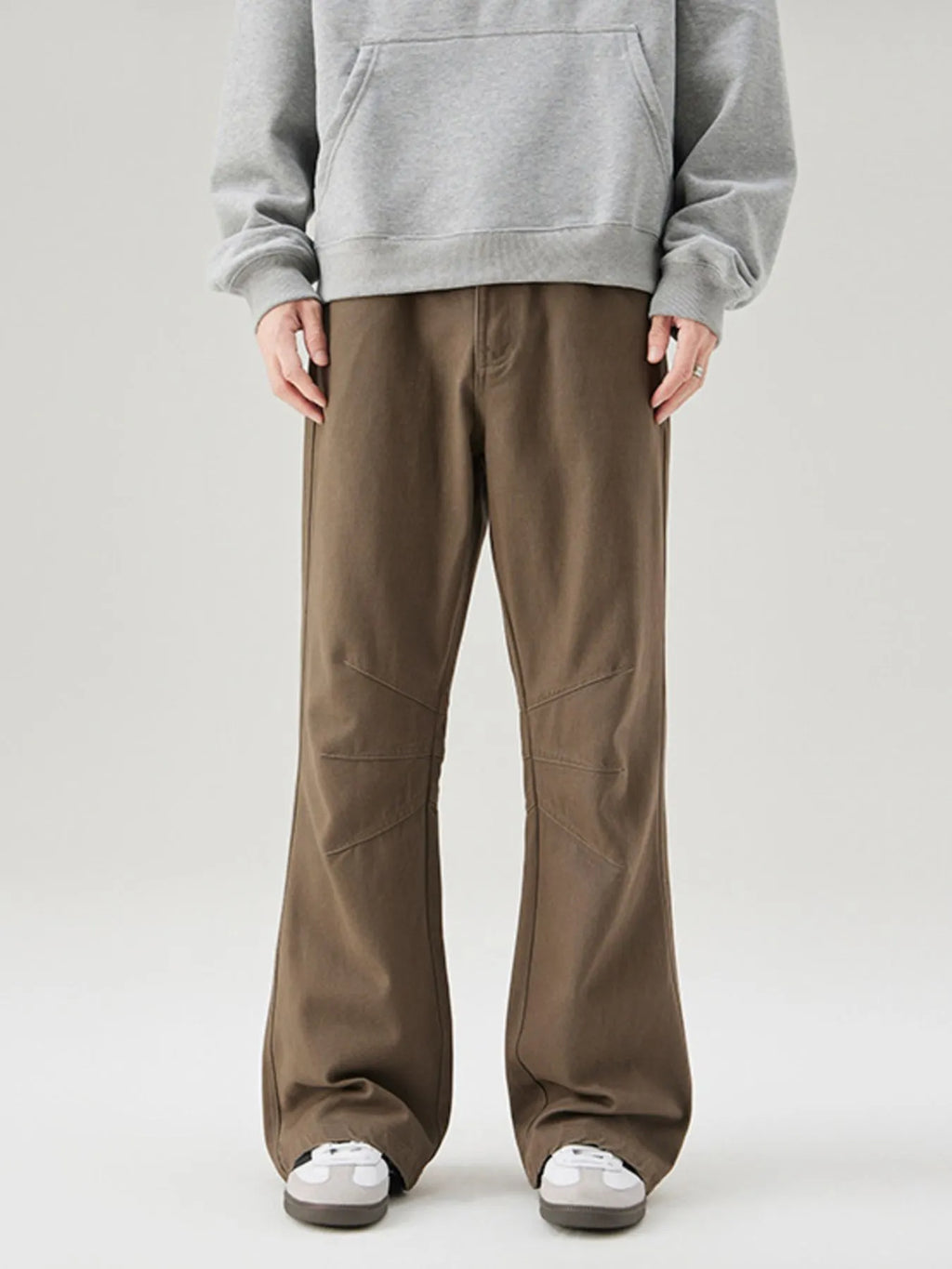 Men's High Waist Ruched Bootcut Baggy Pants
