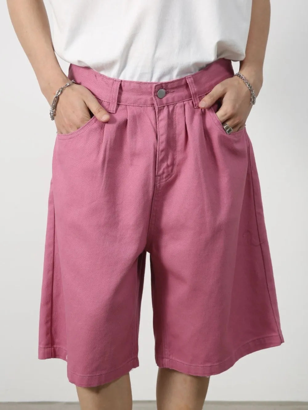 Mid Rise Denim Shorts