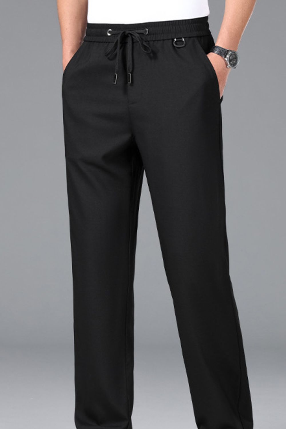 Men's Plus Size Casual Drawstring Straight-Leg Pants