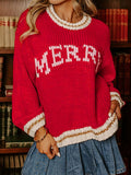 MERRY Contrast Edge Drop Shoulder Christmas Sweater