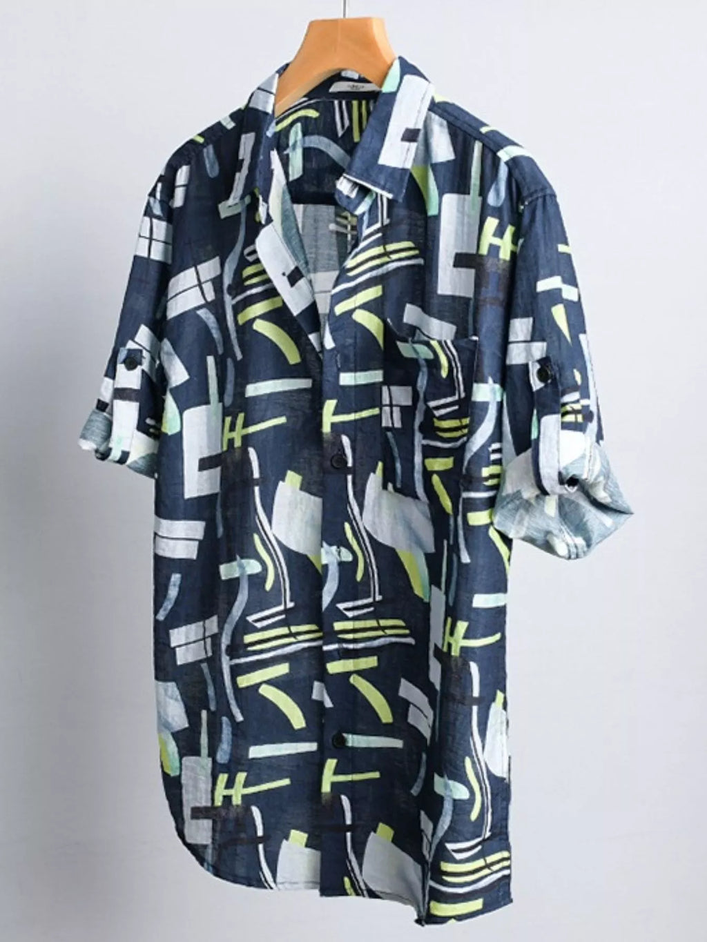 Men's Plus Size Geometric Print Casual Short Sleeve Shirt