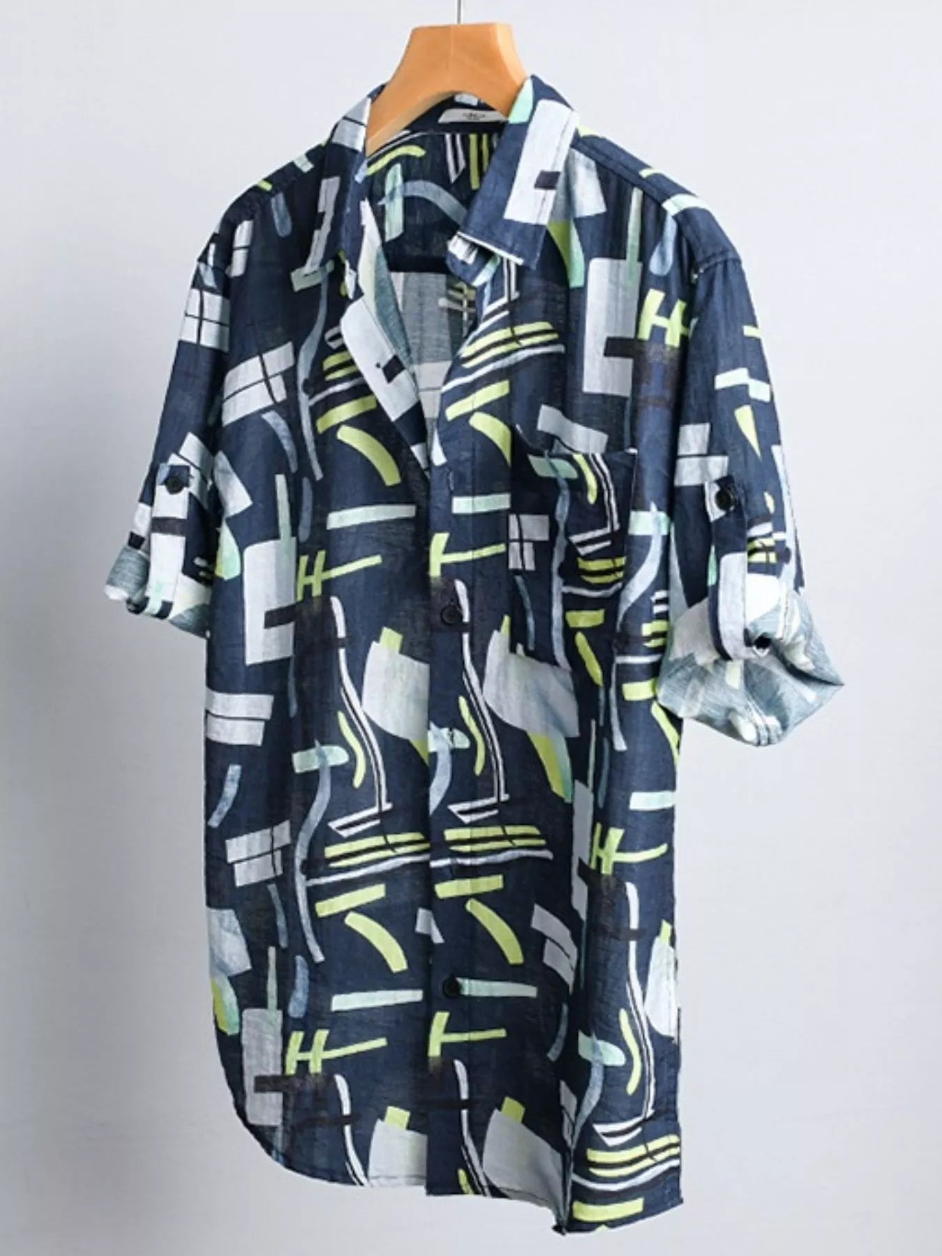 Men's Plus Size Geometric Print Casual Short Sleeve Shirt
