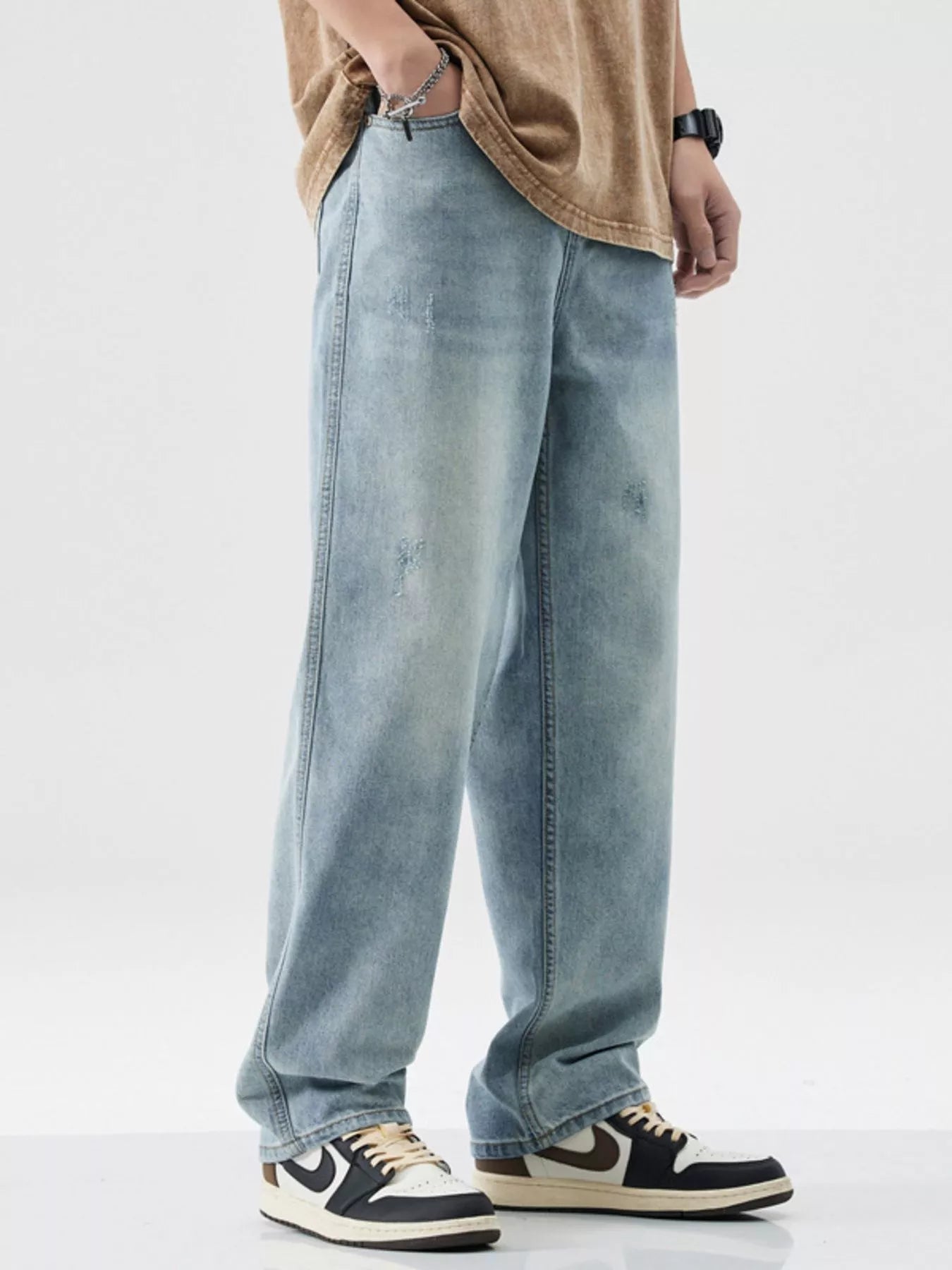 Men's Wash Wide Leg Jeans