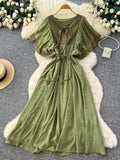 Tie Neck Short Sleeve Dress