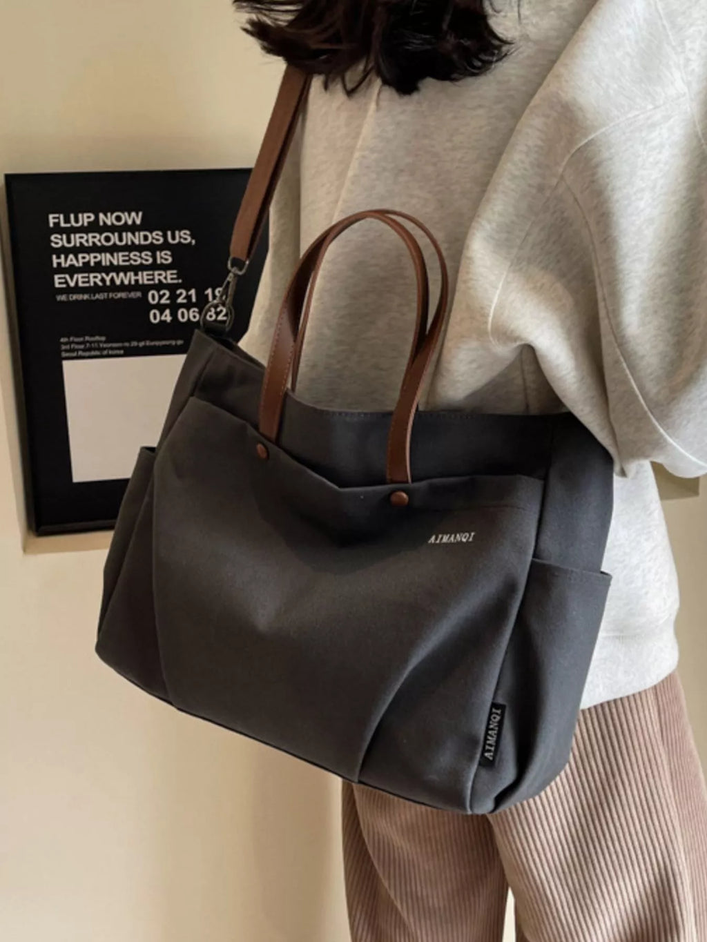 Canvas Tote Crossbody Bag
