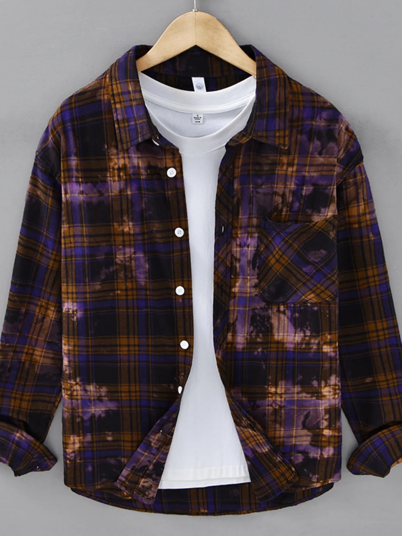 Men's Plus Size Plaid Casual Long Sleeve Shirt