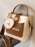 Bear Charm Bucket Crossbody Bag