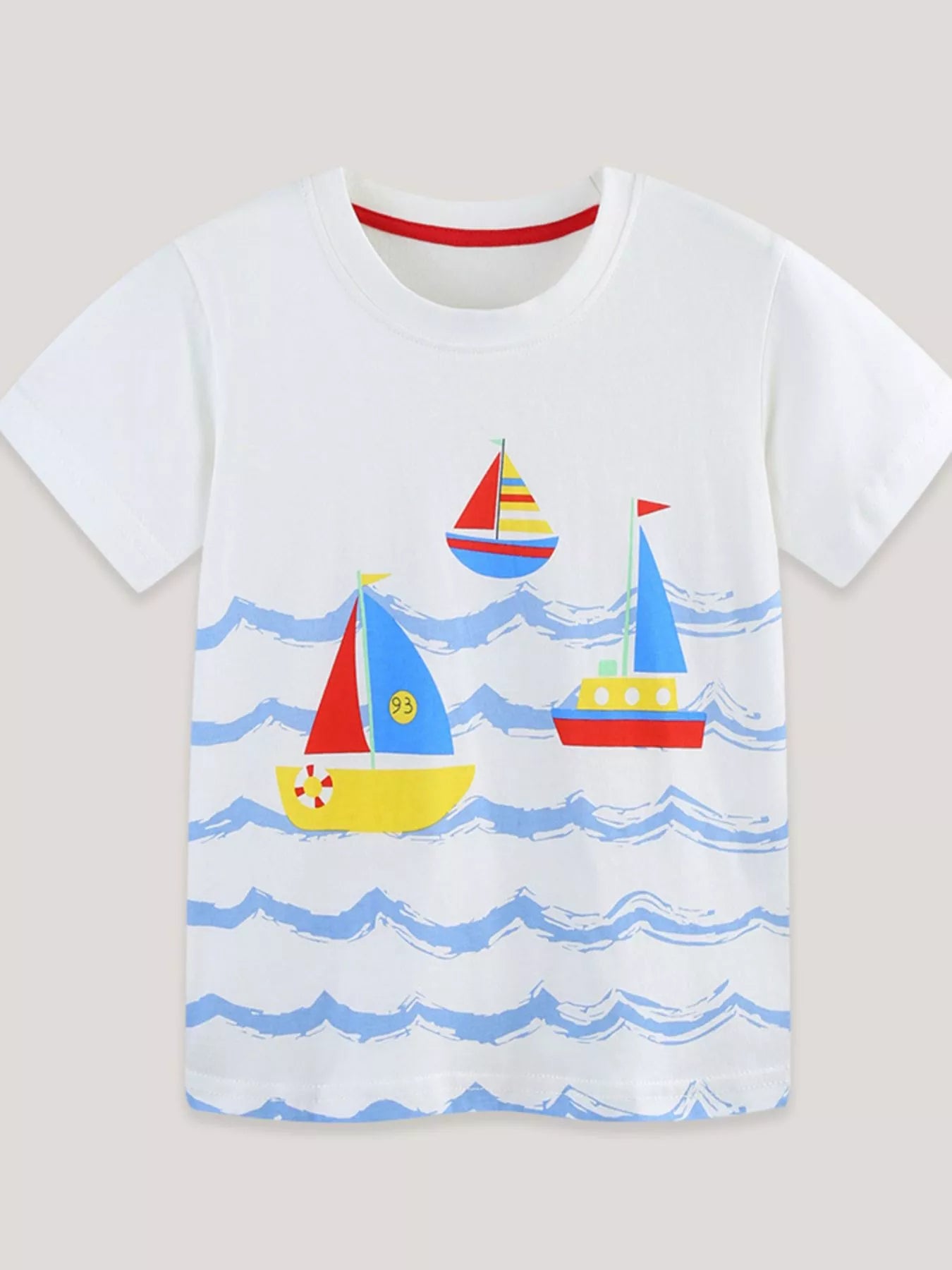 Children's Nautical Sailboat Print Crew Neck T-Shirt