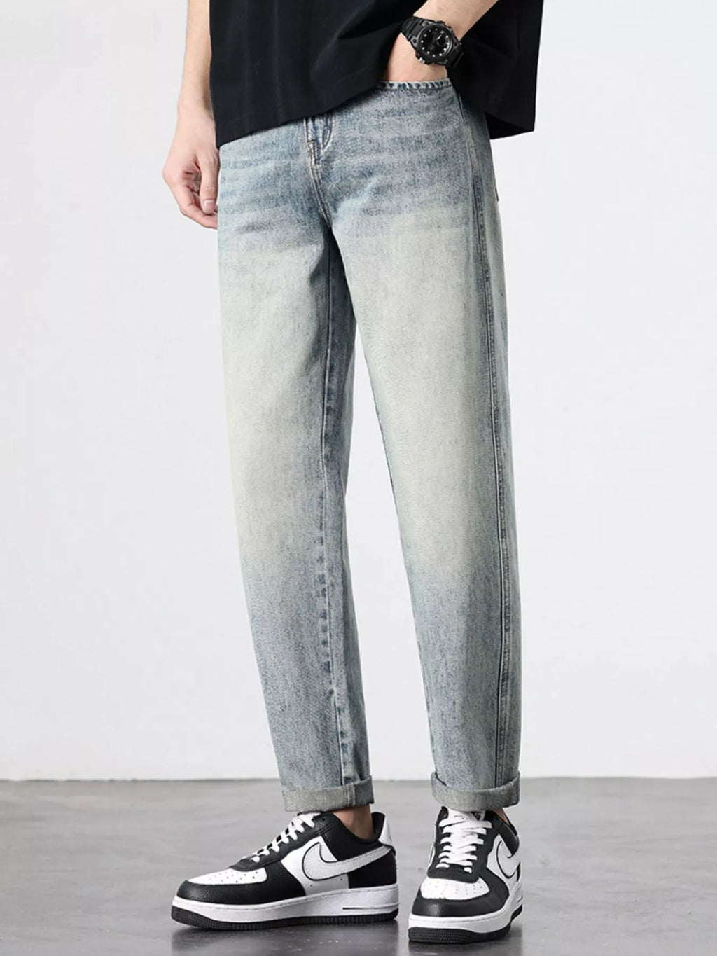 Men's Vintage Distressed Straight Leg Jeans