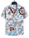 Men's Plus Size Nautical Print Short Sleeve Casual Shirt